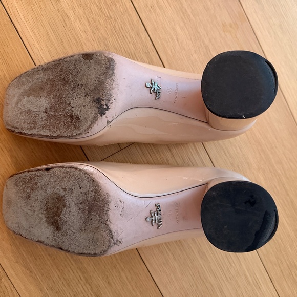 Prada - Square-Toed Beige Block Heel - Size 38 - Picture 7 of 11